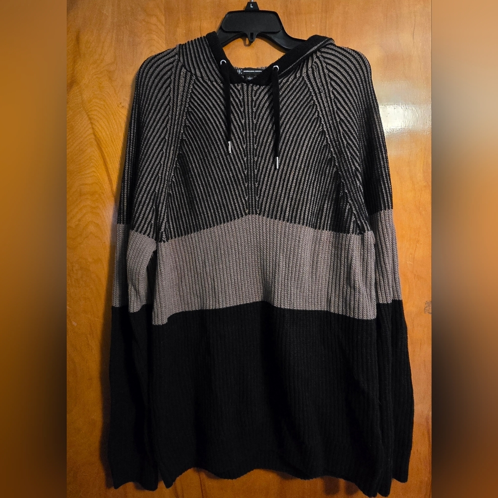 INC International Concepts Black and Brown Knit Hoodie